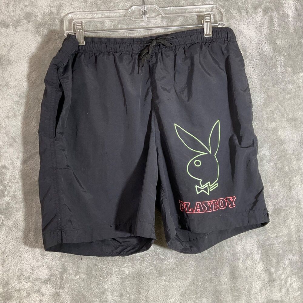 Playboy × Pacsun Drawstring Men’s Shorts Size Medium Black mesh lining pockets